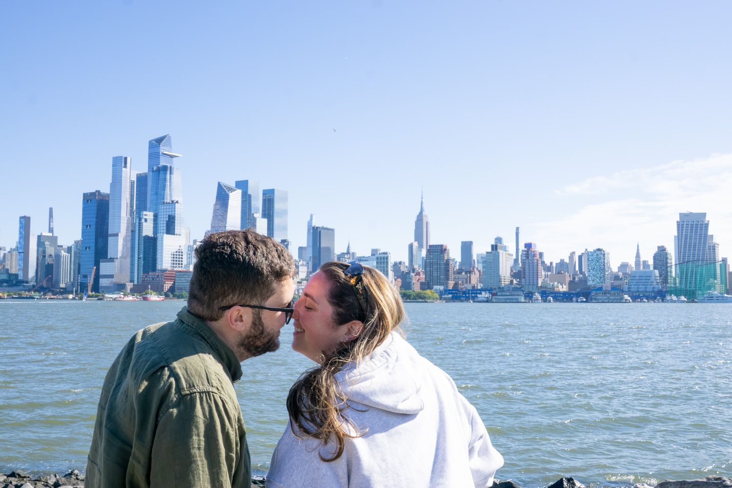 Proposal with NYC skyline as backdrop