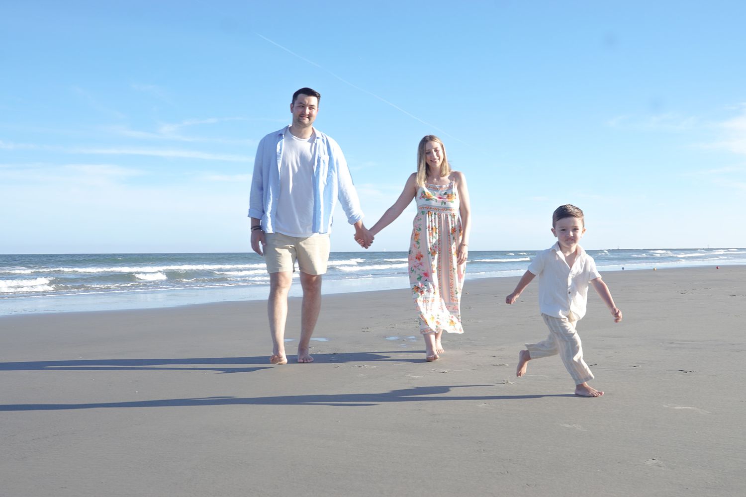 family on beach