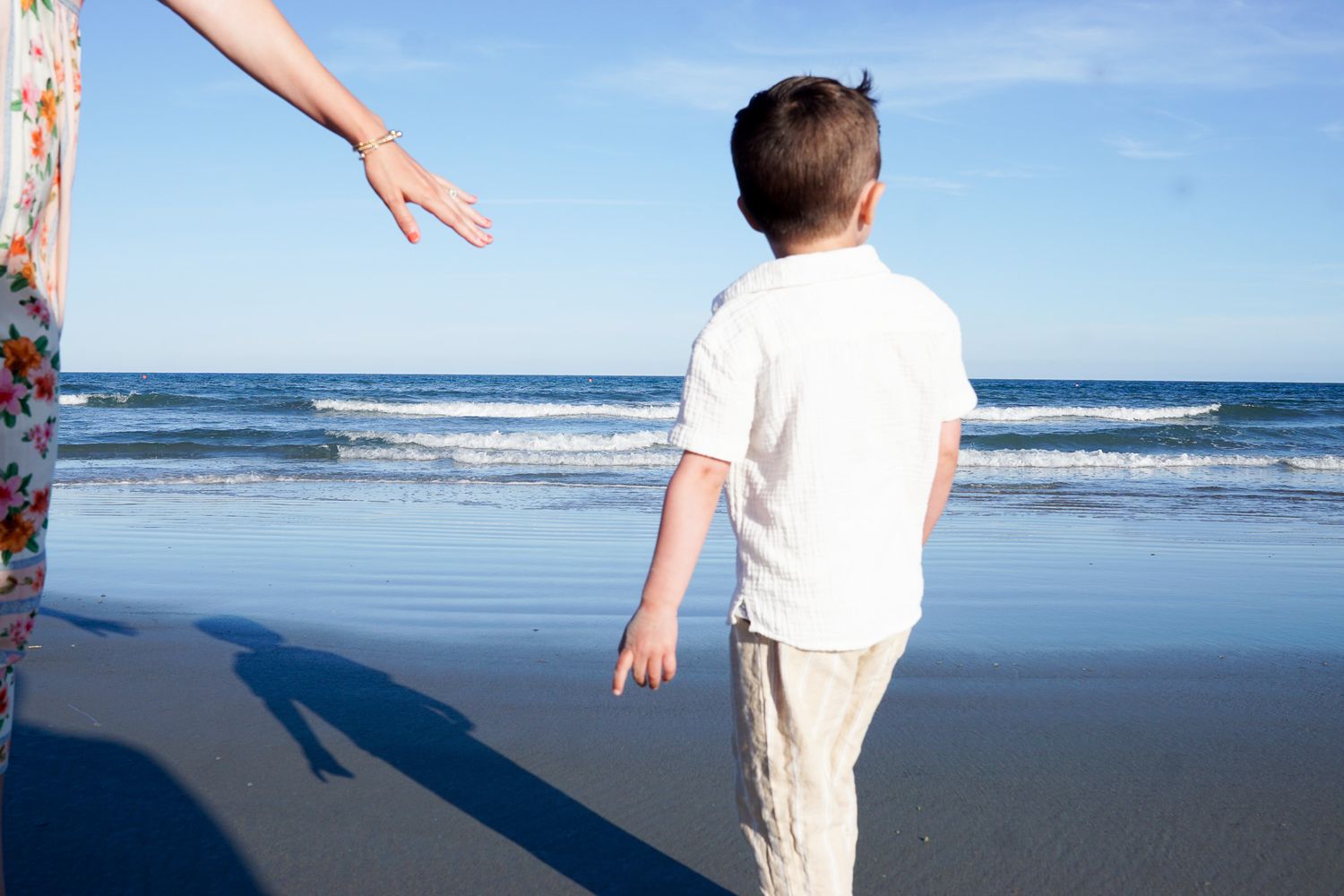 family on beach