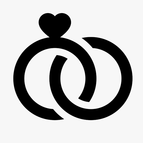 Black heart shaped icons in a horizontal row on white background.