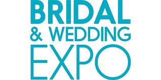 Teal and white text logo design for Bridal and Wedding Expo event.