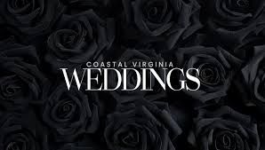 Dramatic black roses pattern background with elegant wedding text overlay.
