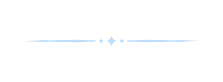 A decorative light blue horizontal divider with diamond shapes and delicate line accents on a white background.