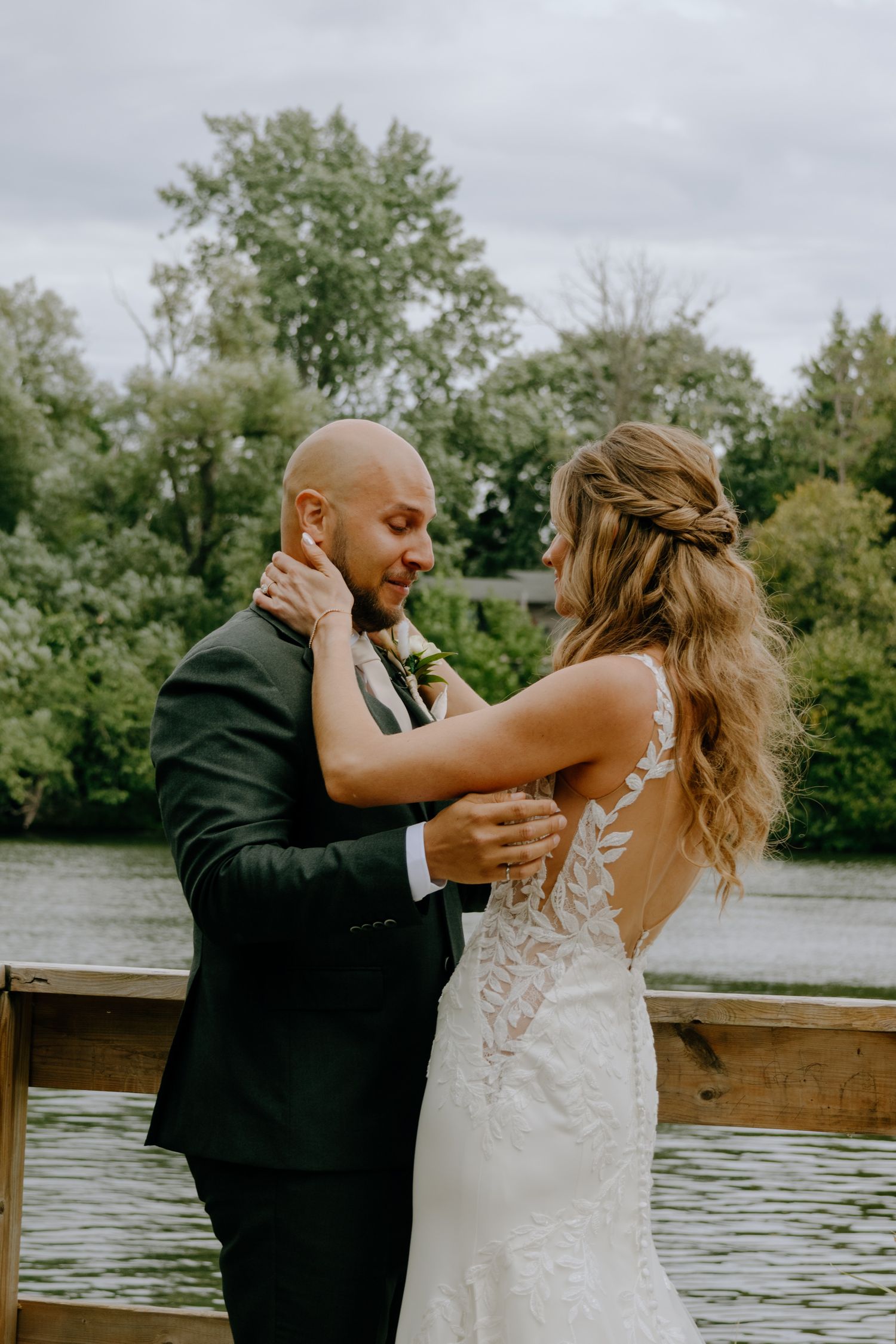 Wedding first look by the water in Ottawa