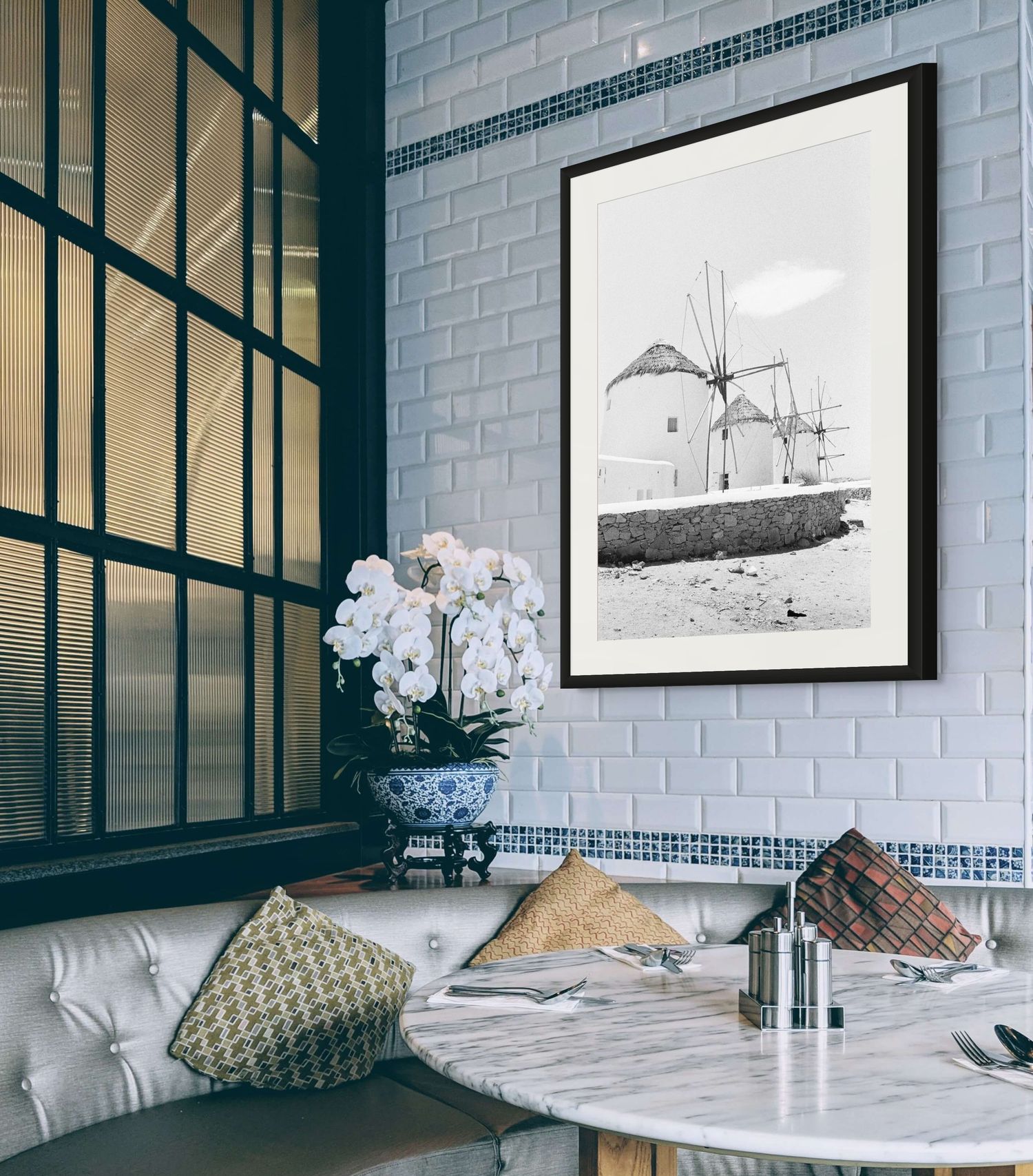 Black and white wallprint.  Greece travel print. Living room decor.  Bedroom decor.  Restaurant decor. Foyer decor. Travel print, Wall art,