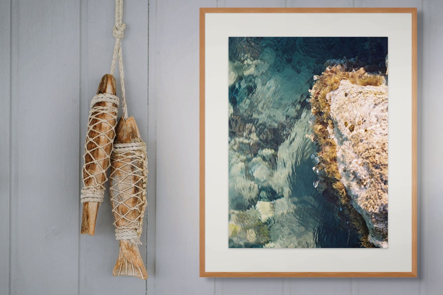 Greece travel print. Home decor and wall print. Cool colors with white blues and greens. Best for living room, foyer, bedroom. Hotel decor.