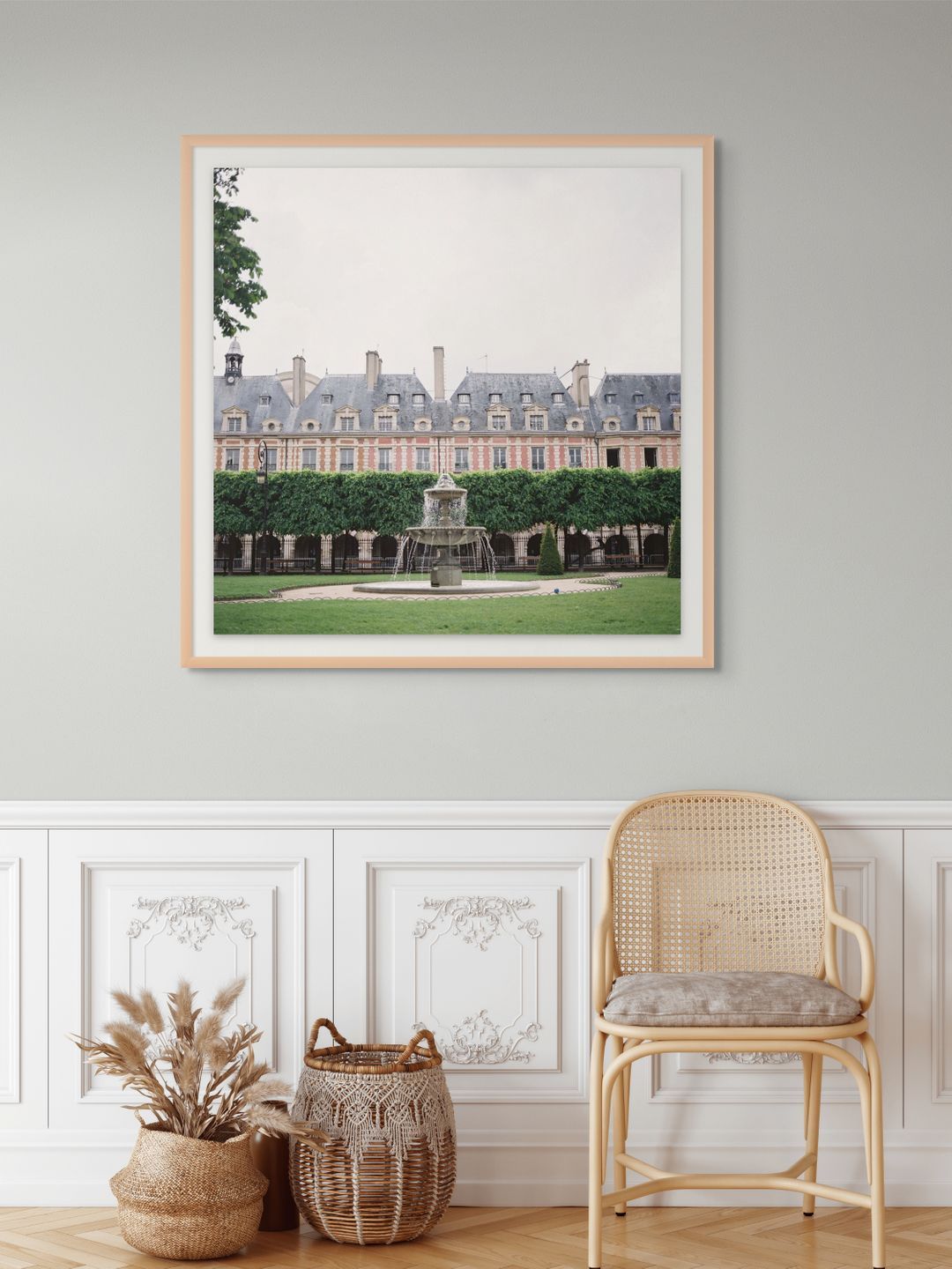 Paris travel print. Home decor and wall print. Living room decor, foyer decor, dining decor. Hotel decor. Fountain wall art.