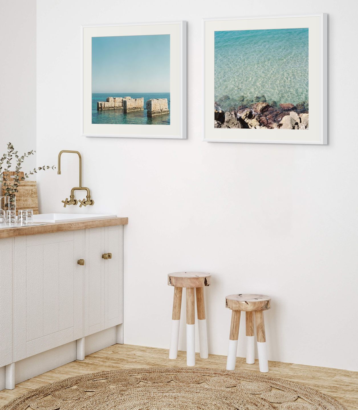 French riviera travel print. Home decor. Wall print. Cool colors with blues and greens. Living room, foyer, bedroom, bathroom decor. Hotel.