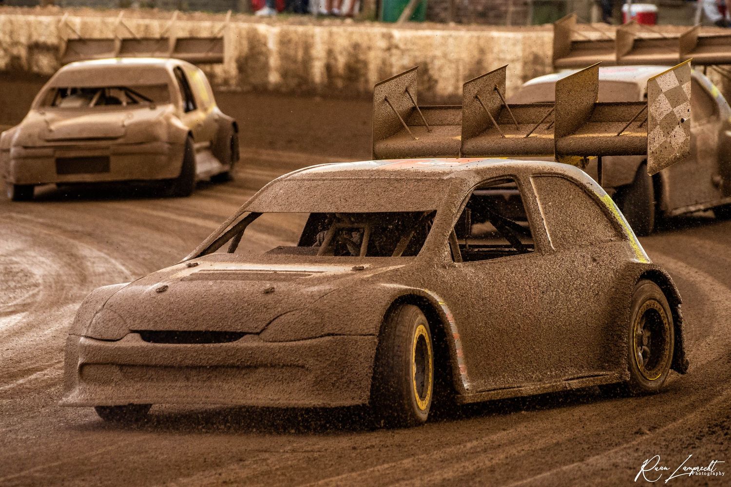 Stock car full of mud at the Oudtshoorn Valkyrie race track