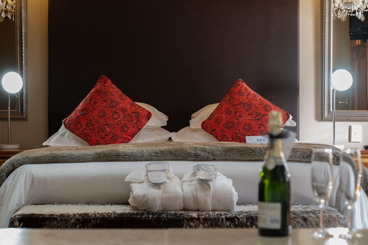interior of a honeymoon suite at Surval in Oudtshoorn