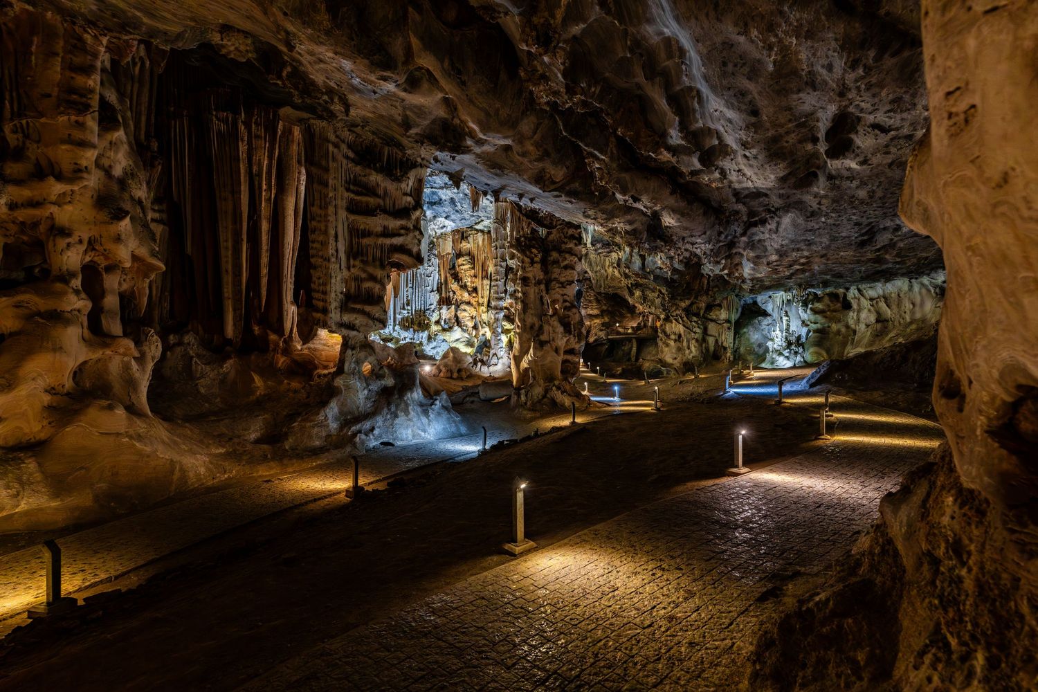 Photo inside of the Cango Caves looking towards Chamber 2