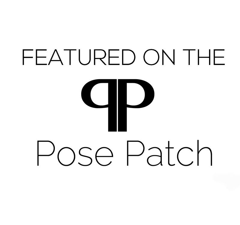 Featured on The Pose Patch logo badge in black and white minimalist design.
