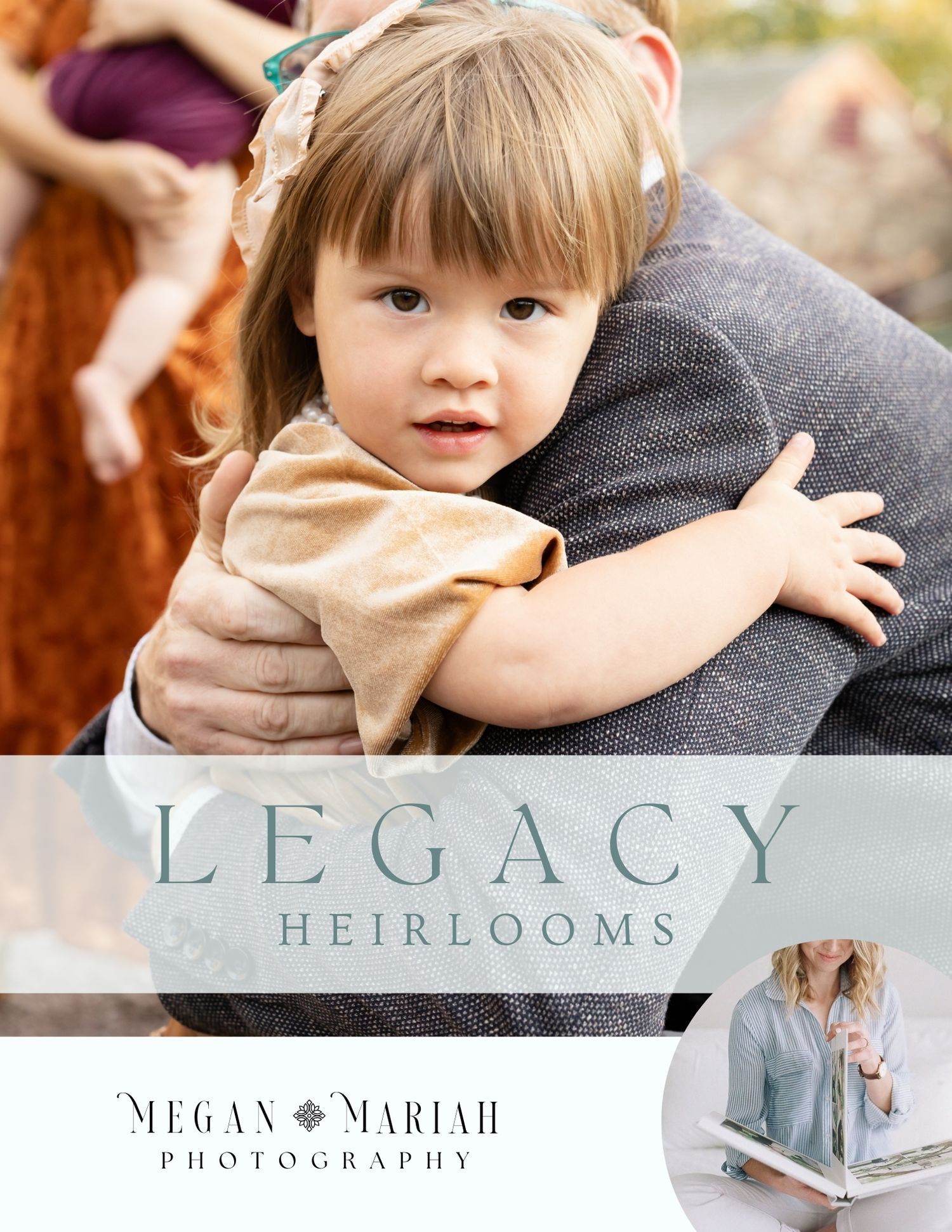 Banner design featuring candid family photography moments in warm earth tones.