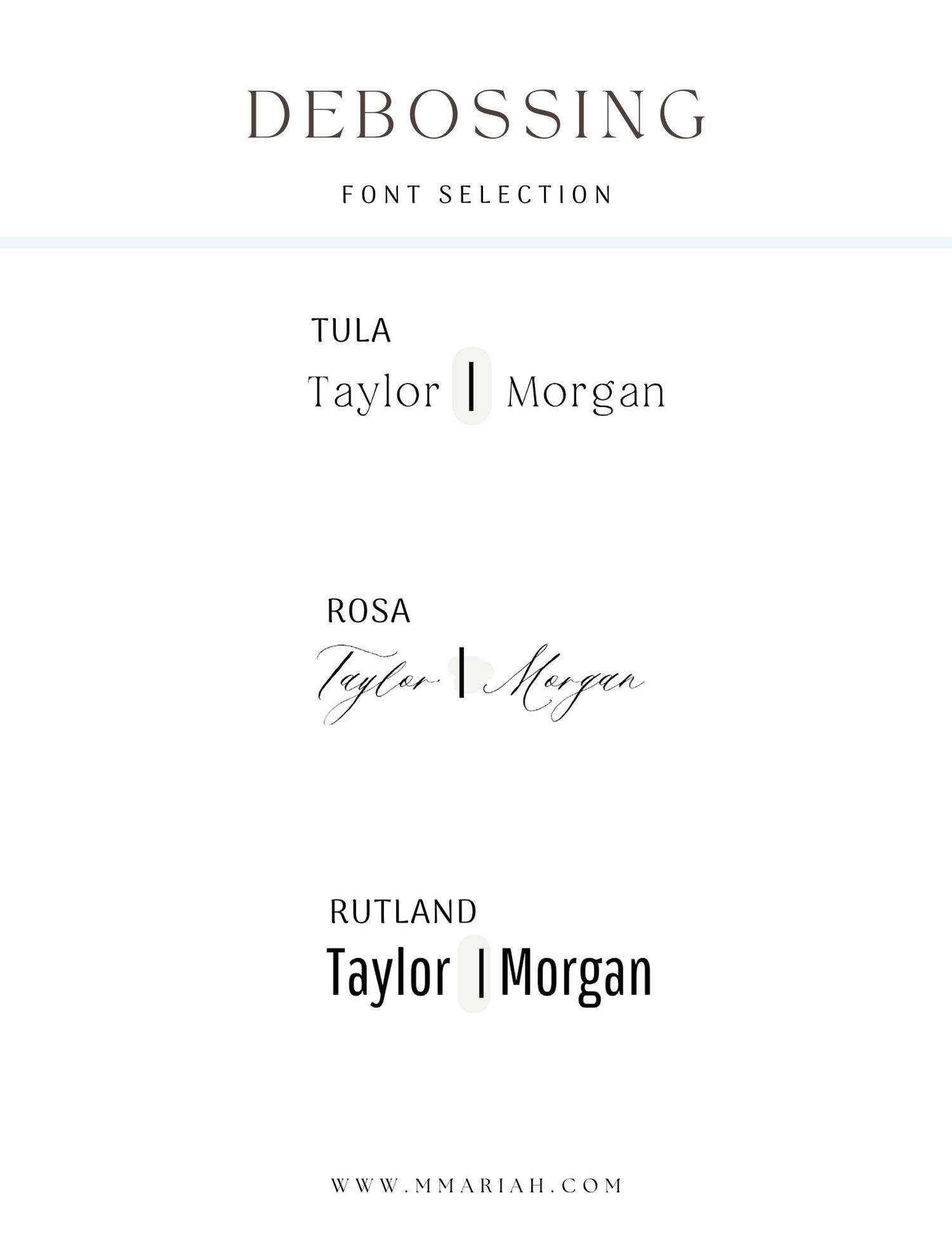 Font selection page showing different typography styles and layouts for customization.