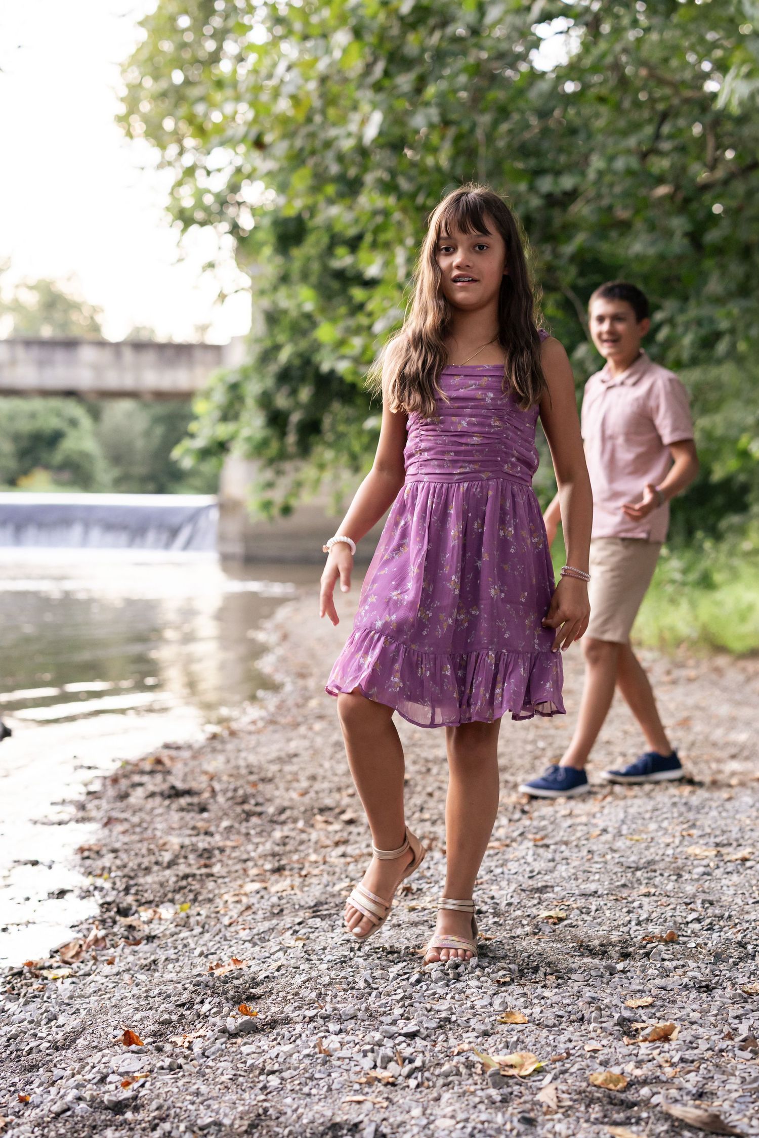 Two children play by the water at Grings Mill Recreation Area in Reading PA, lifestye photography by Megan Mariah Photography