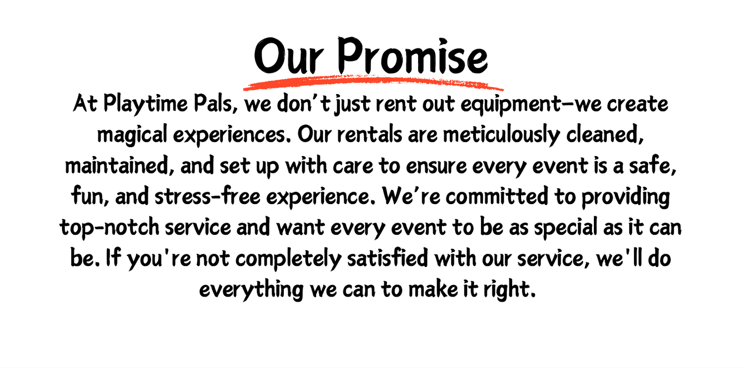 Company promise text outlining commitment to quality equipment and service.