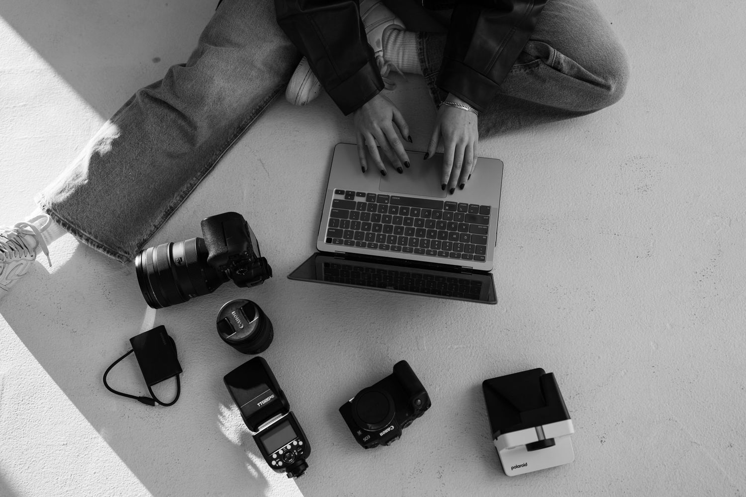 Northern Colorado photographer branding photos. A flat lay of camera gear.