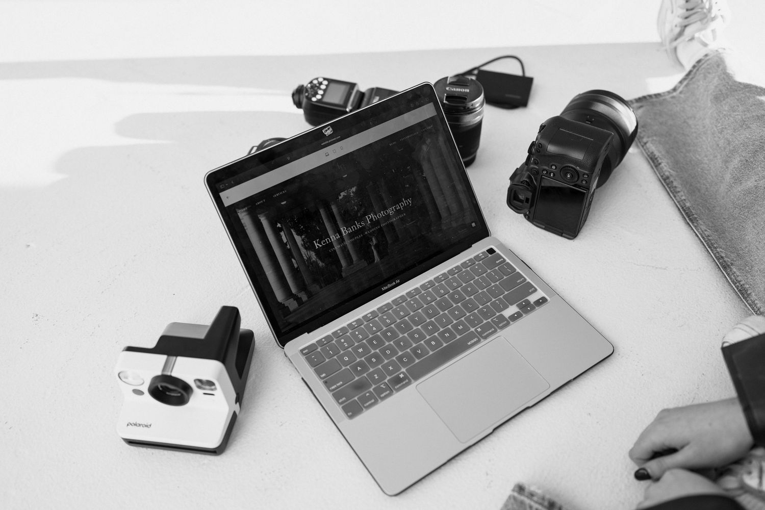 Northern Colorado photographer branding photos. A flat lay of camera gear.