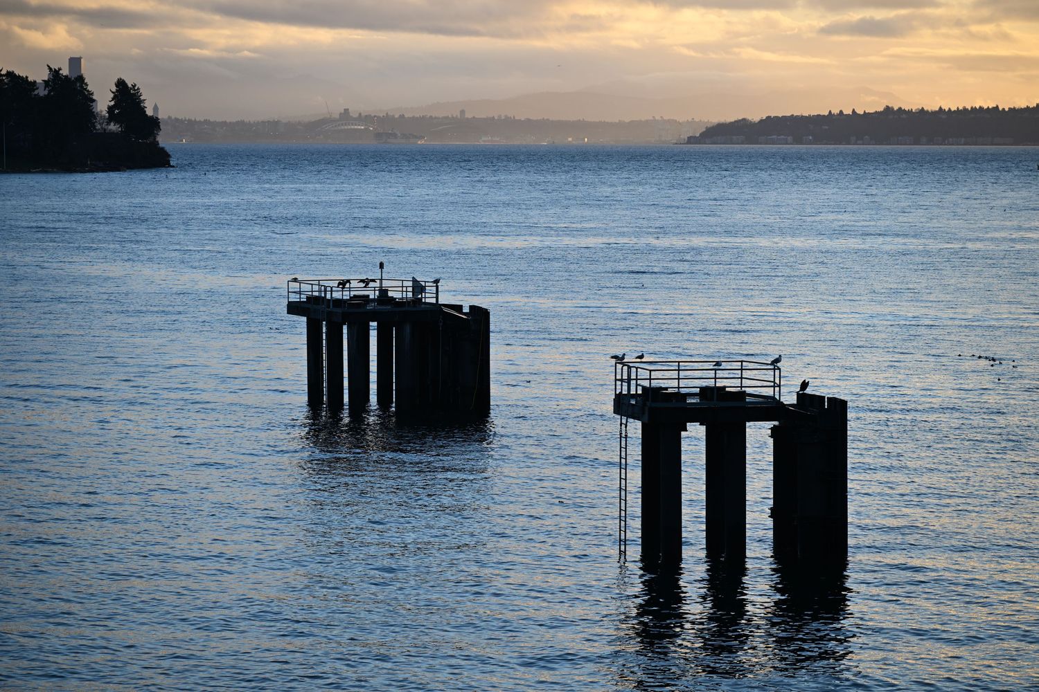 Bainbridge Island family and commercial photography. Landscape photo of Eagle Harbor near Bainbridge Island terminal at Sunrise.
