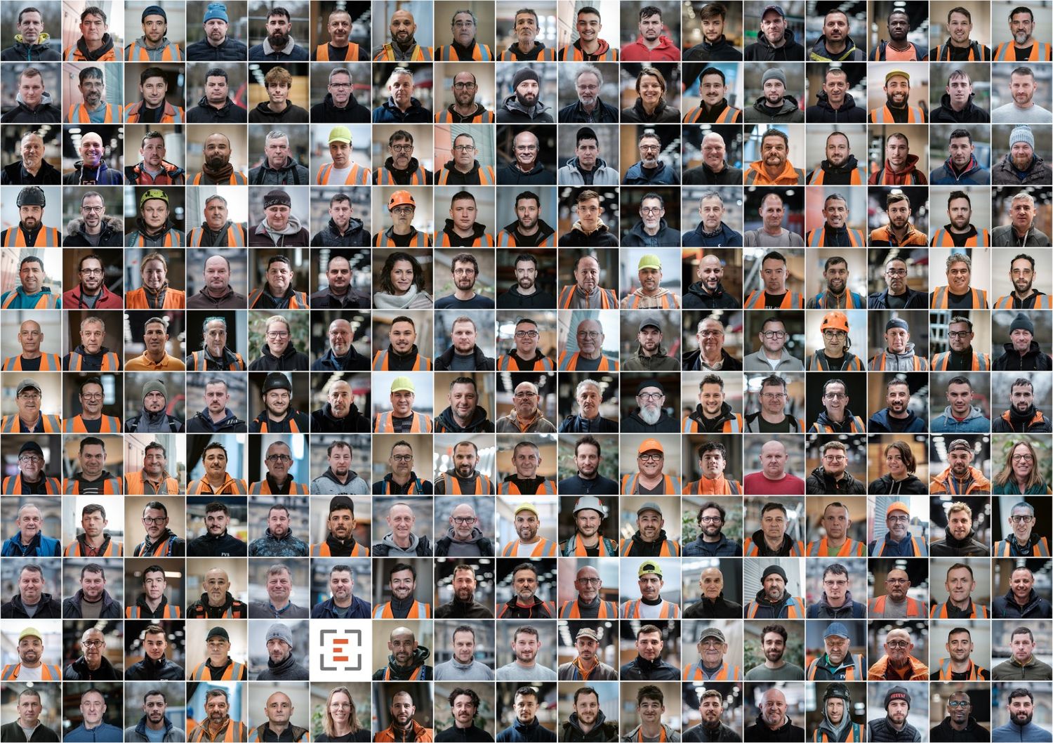 galerie de portraits sur un chantier de construction, par Gean Cartier