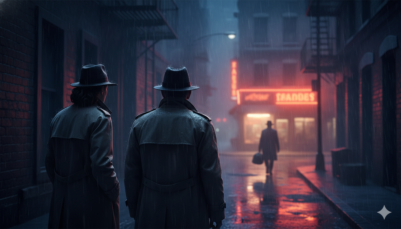 Dark city at night