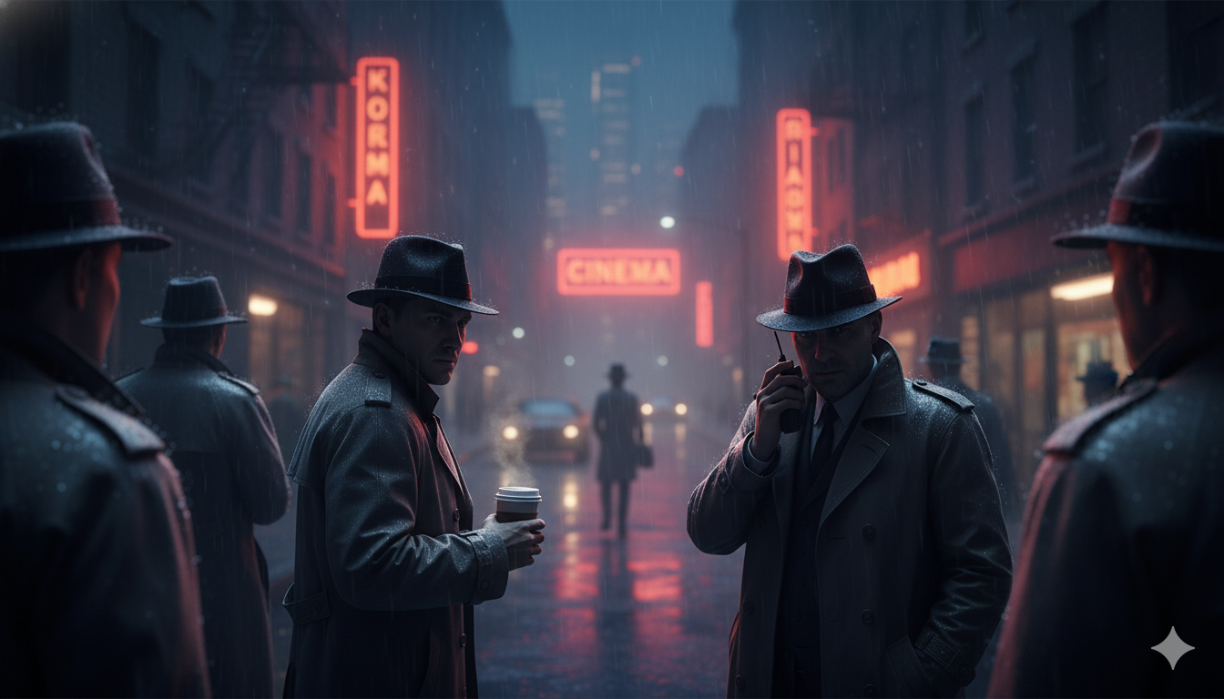 Dark city at night
