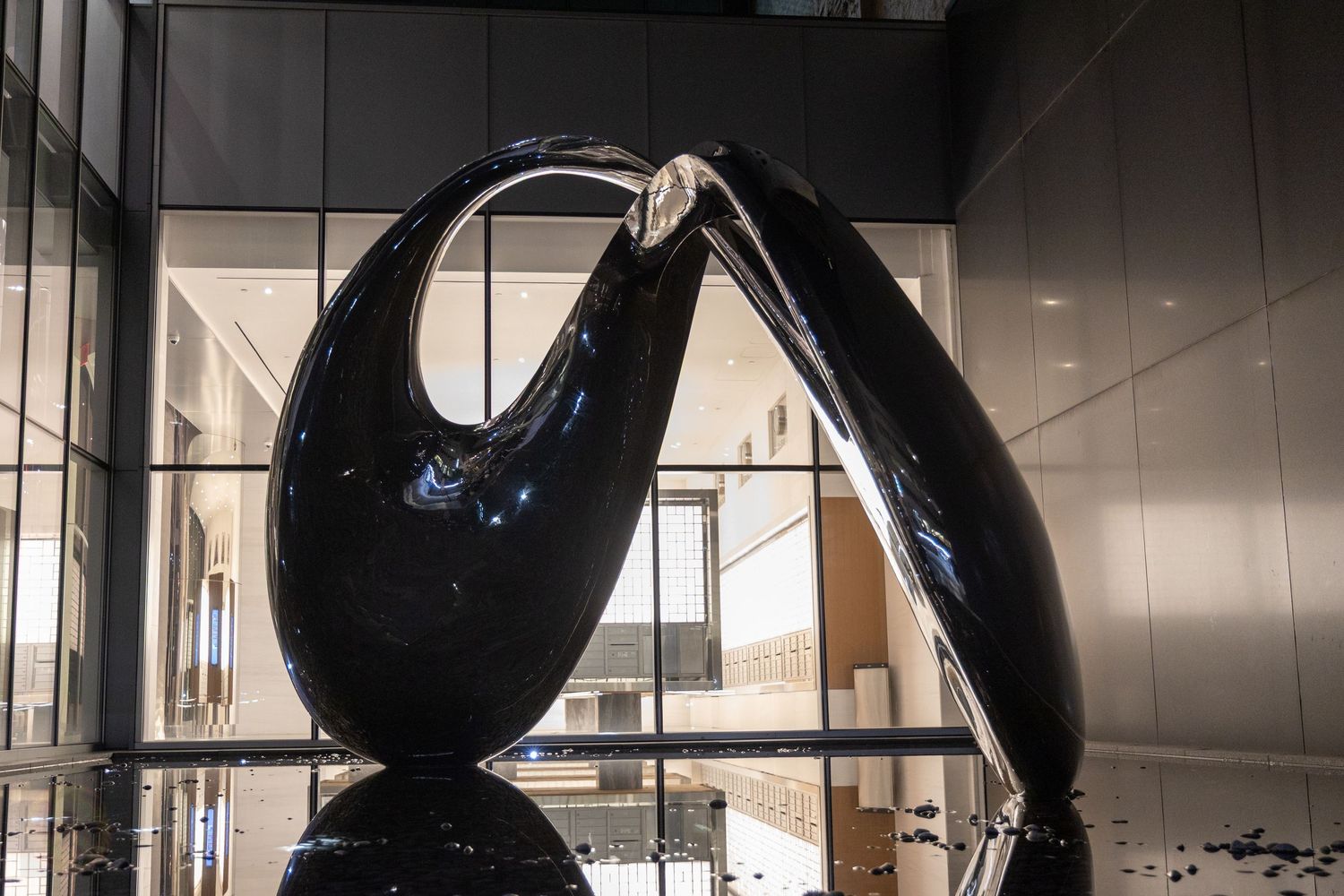 Abstract architectural curves in black and white create a modern minimalist design pattern.