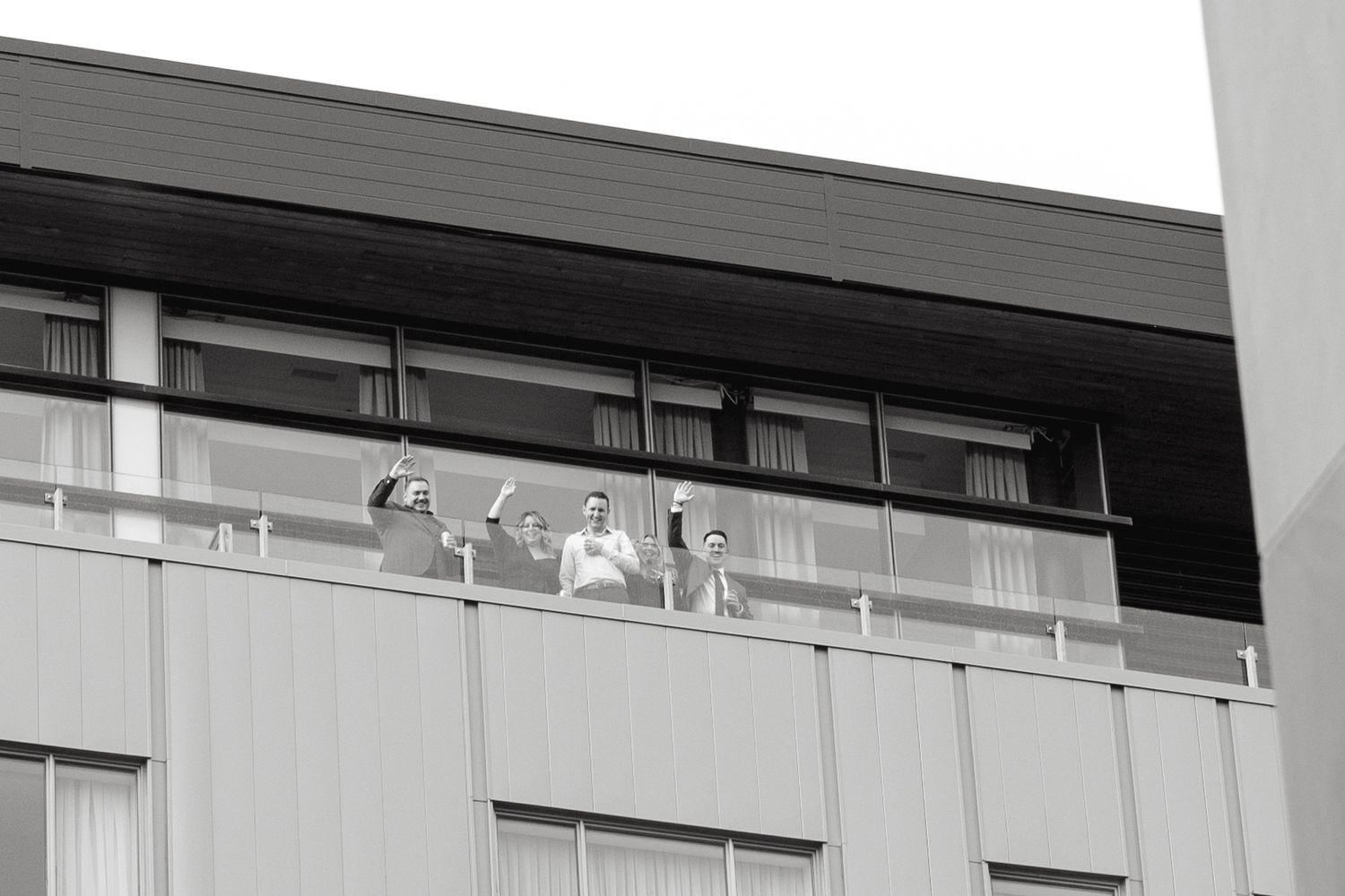Modern architectural detail of a building with clean lines and geometric shapes.