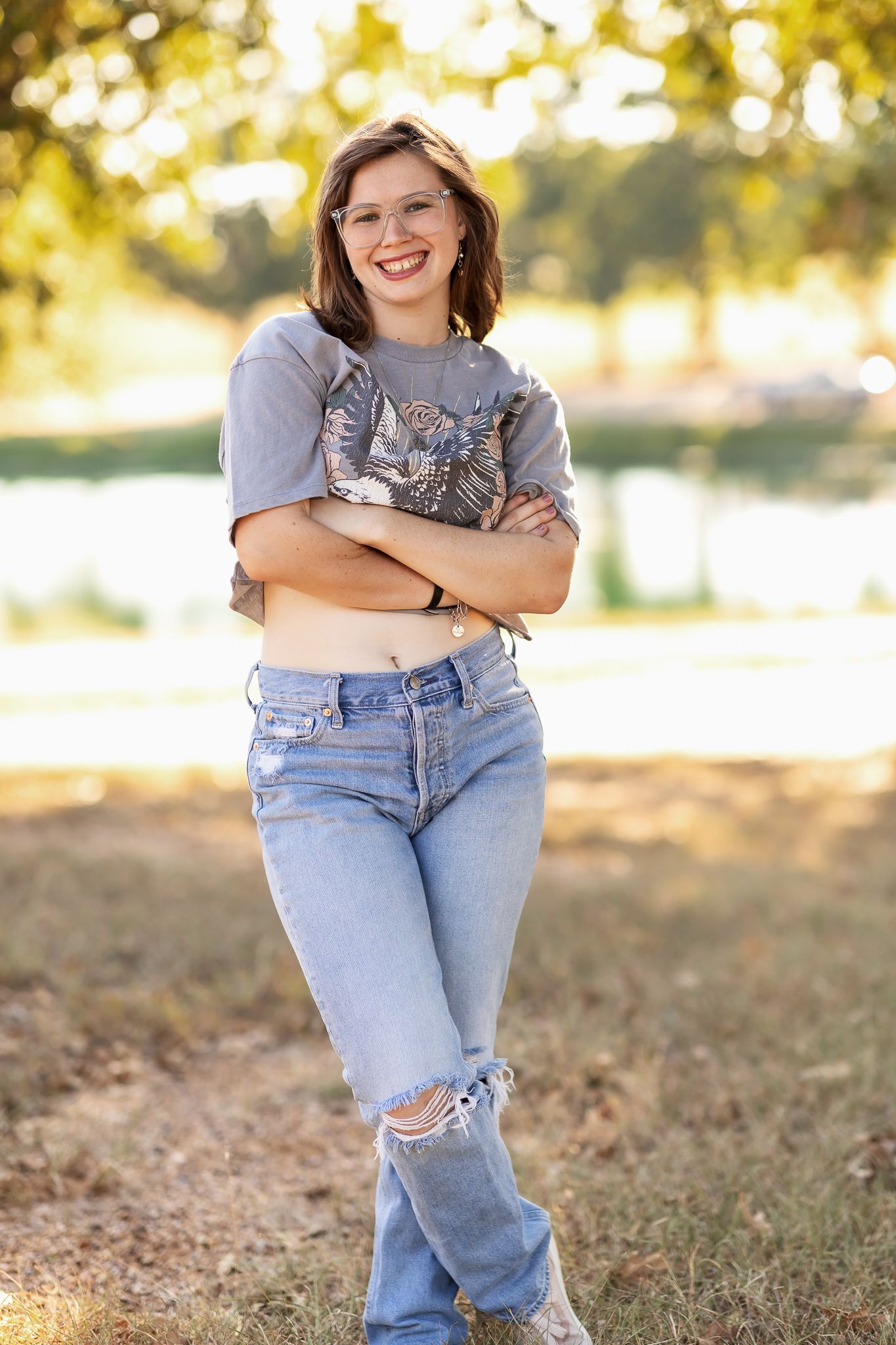 Senior portrait outside in central Texas