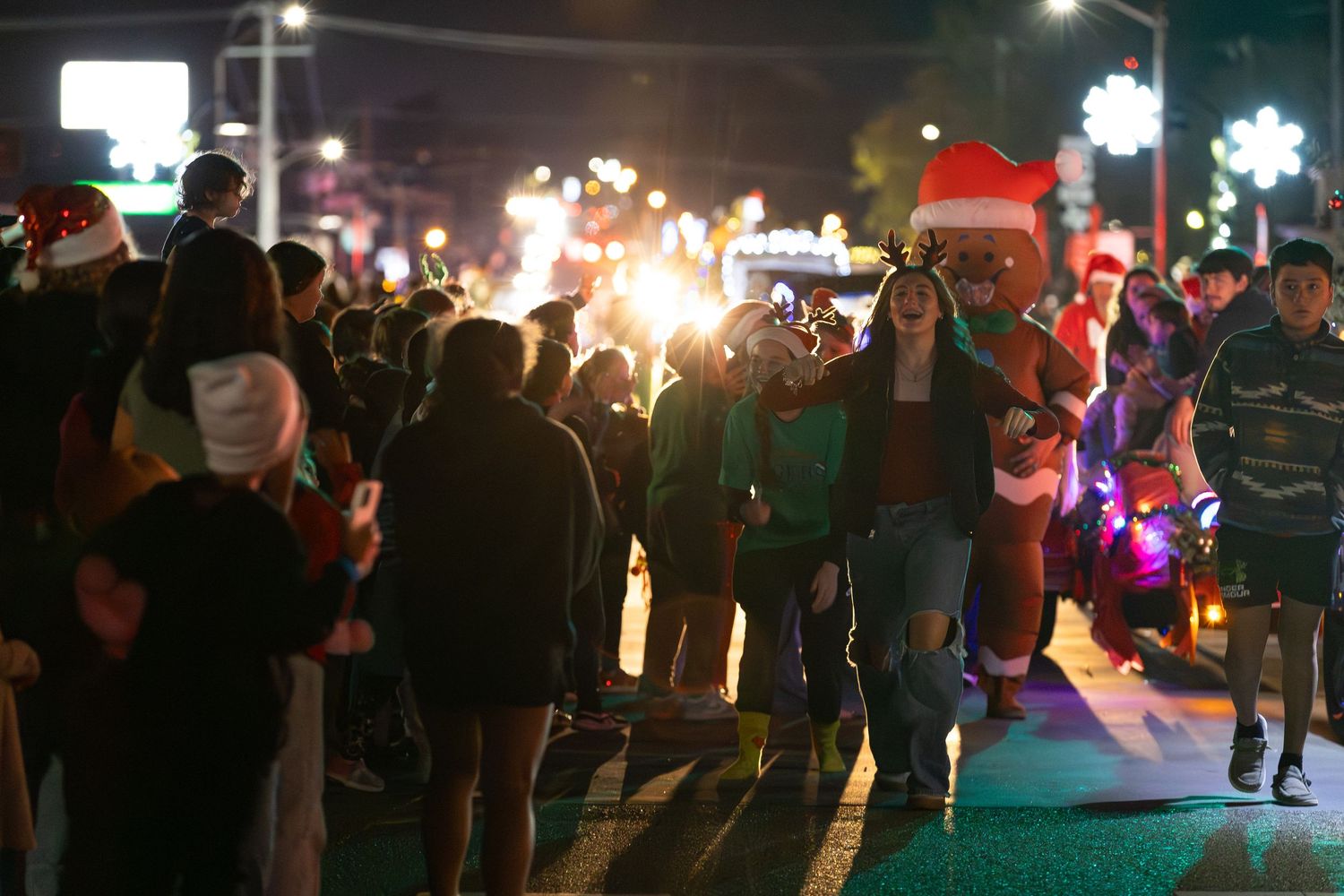 Crowd attending local community event in the evening