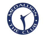 The Medallion Club logo featuring a golfer silhouette inside a circular navy blue badge.