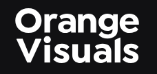 Orange Visuals bold white typography logo on a black background.