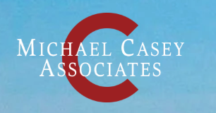 Michael Casey Associates logo featuring large red C letterform on a light blue background.