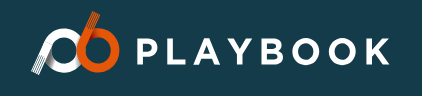 Playbook Sports company logo featuring a stylized PB icon in orange and white on a dark teal background.