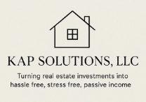 KAP Solutions LLC real estate investment company logo with a simple house outline illustration.