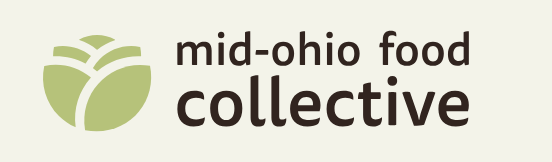 Mid-Ohio Food Collective logo with a green cabbage leaf illustration on a light beige background.