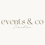Simple and elegant text logo for 'events & co' in light gray lowercase letters with a thin, modern font style.