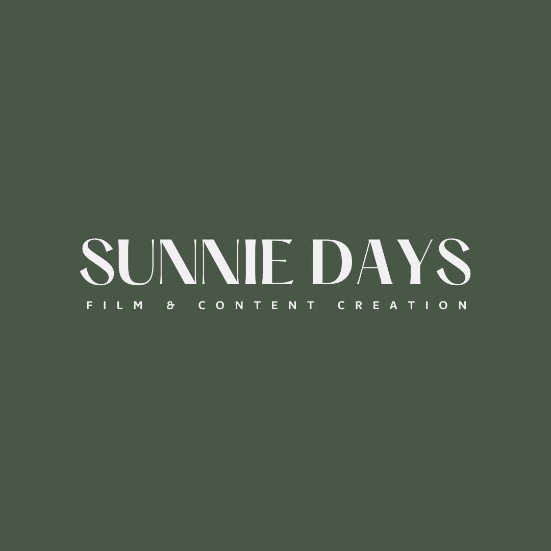 Sunnie Days Film & Content Creation logo in white text on a dark green background.