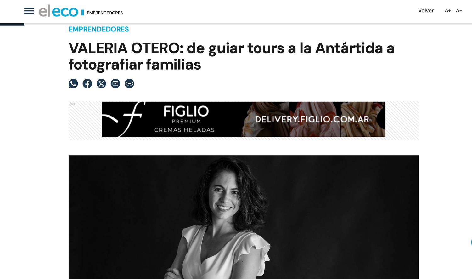 Nota en el Eco de Tandil a Vale Otero Fotografía, fotógrafa de familias en Tandil