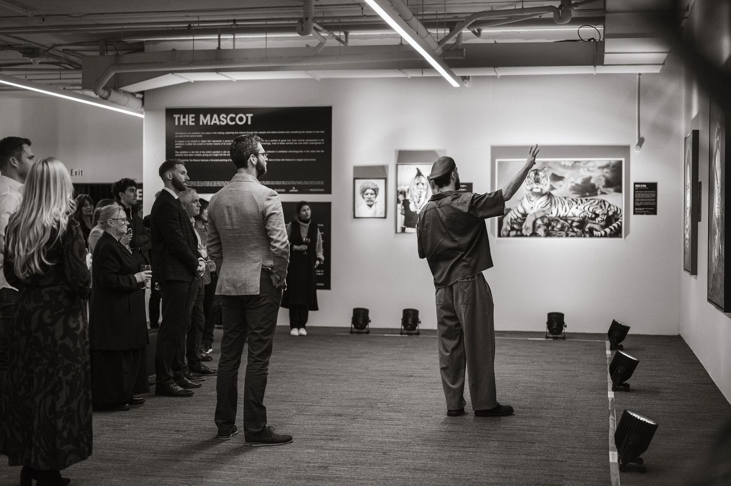 Artist Matt Griffins introducing his art to the gallery attendees.