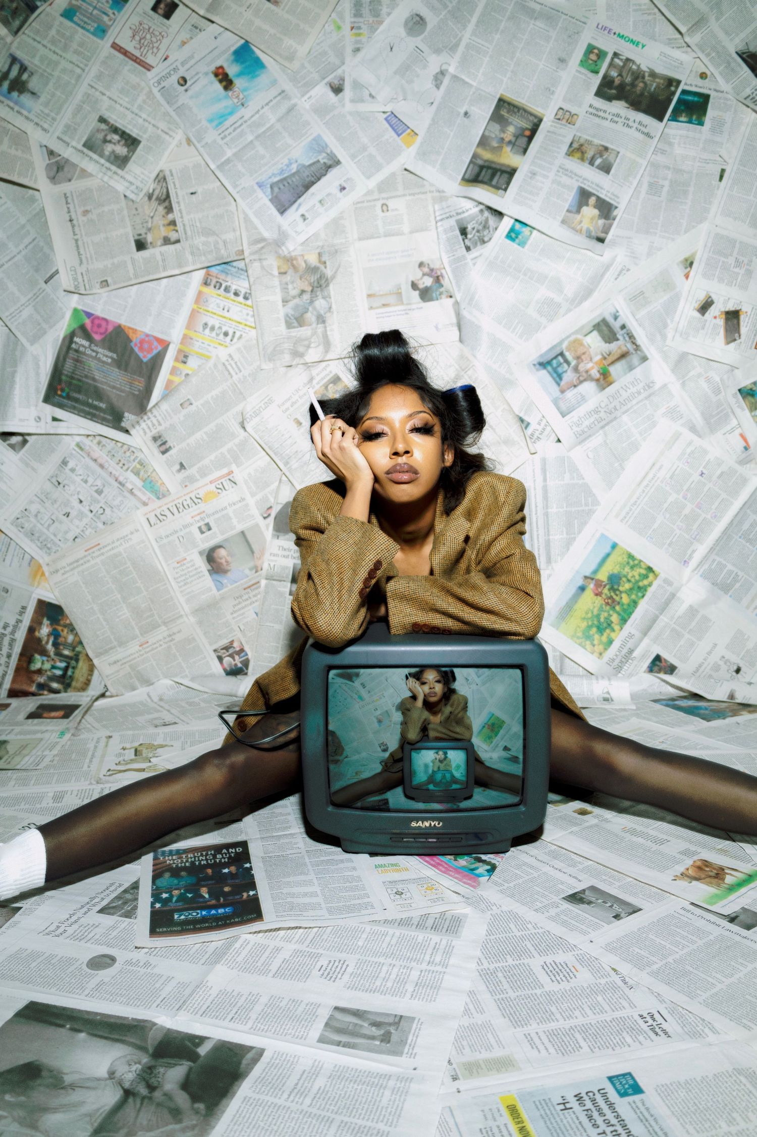 Creative themed set at a Las Vegas photography studio, perfect for portraits, fashion, birthdays, content creation, and editorial shoots.