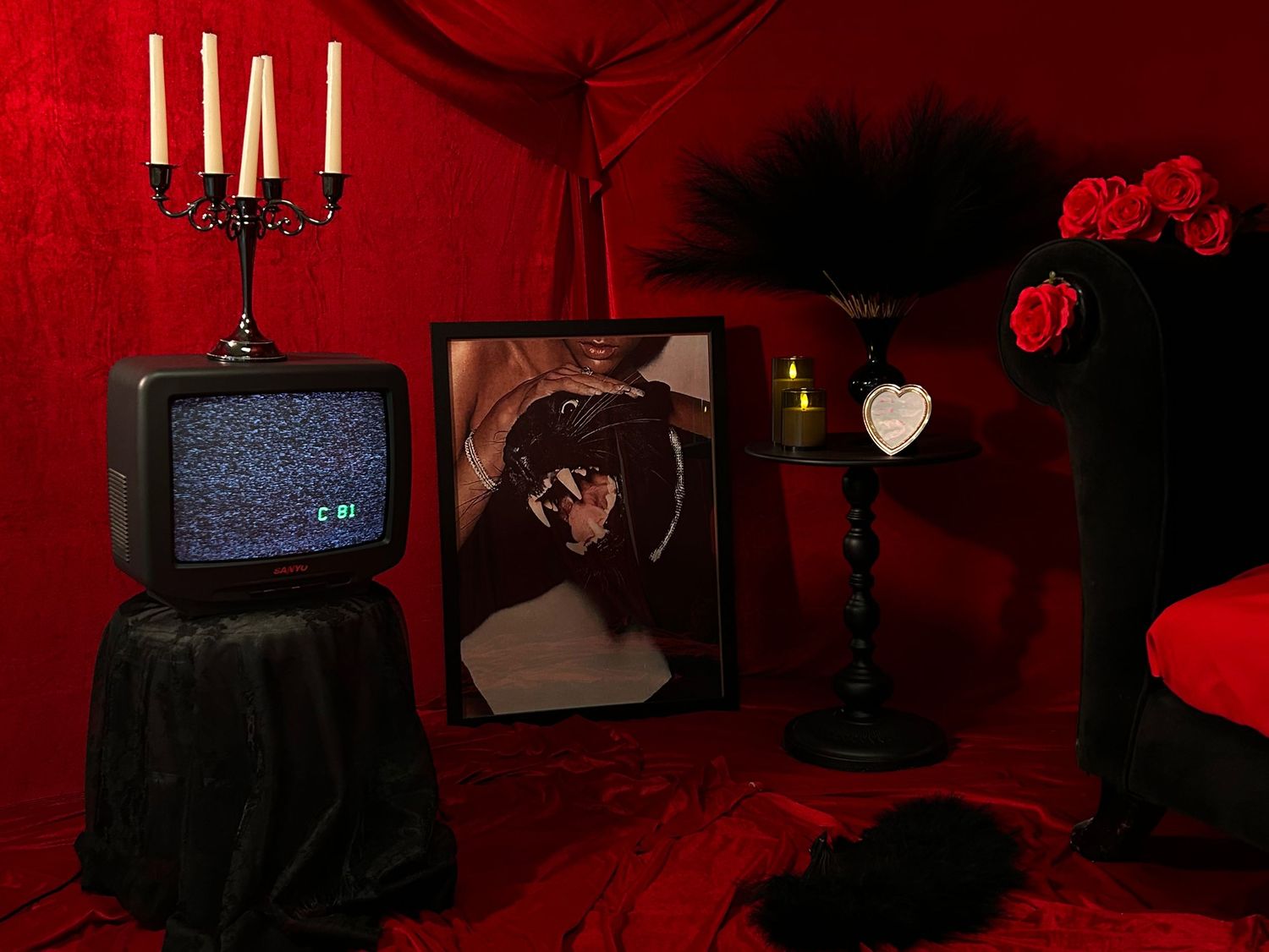 Creative themed set at a Las Vegas photography studio, perfect for portraits, fashion, birthdays, content creation, and editorial shoots.