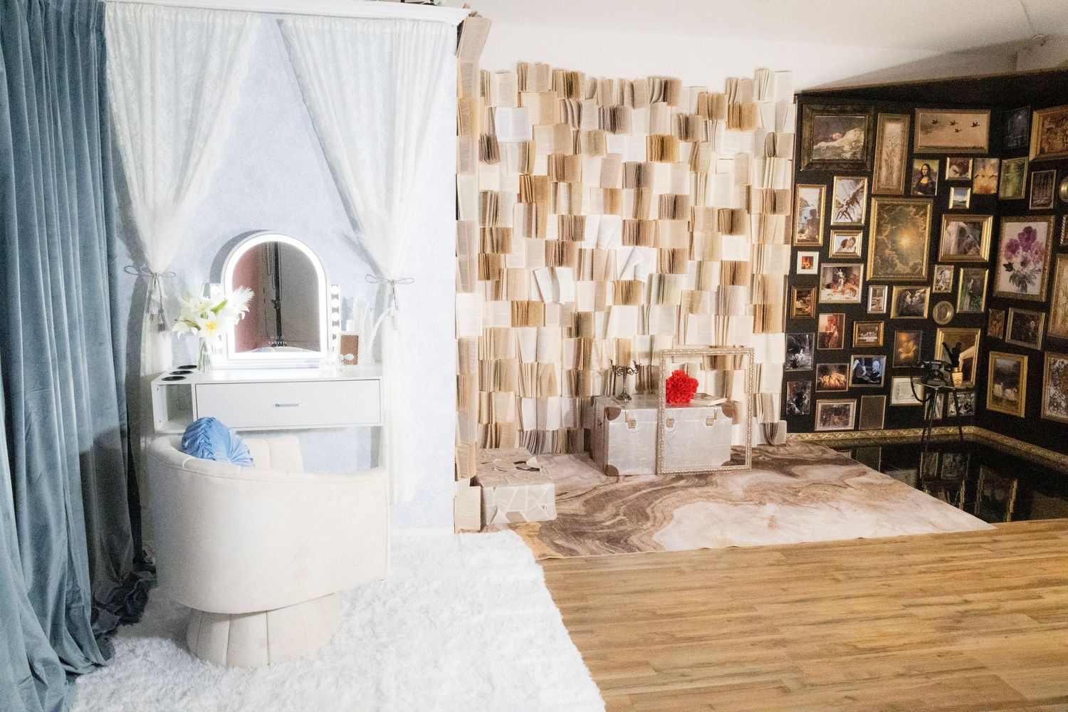 Creative themed set at a Las Vegas photography studio, perfect for portraits, fashion, birthdays, content creation, and editorial shoots.