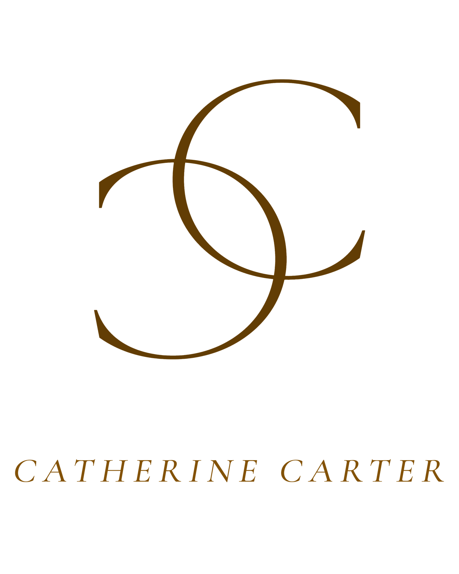 Elegant brown script logo design for Catherine Carter with decorative swirls and flourishes.
