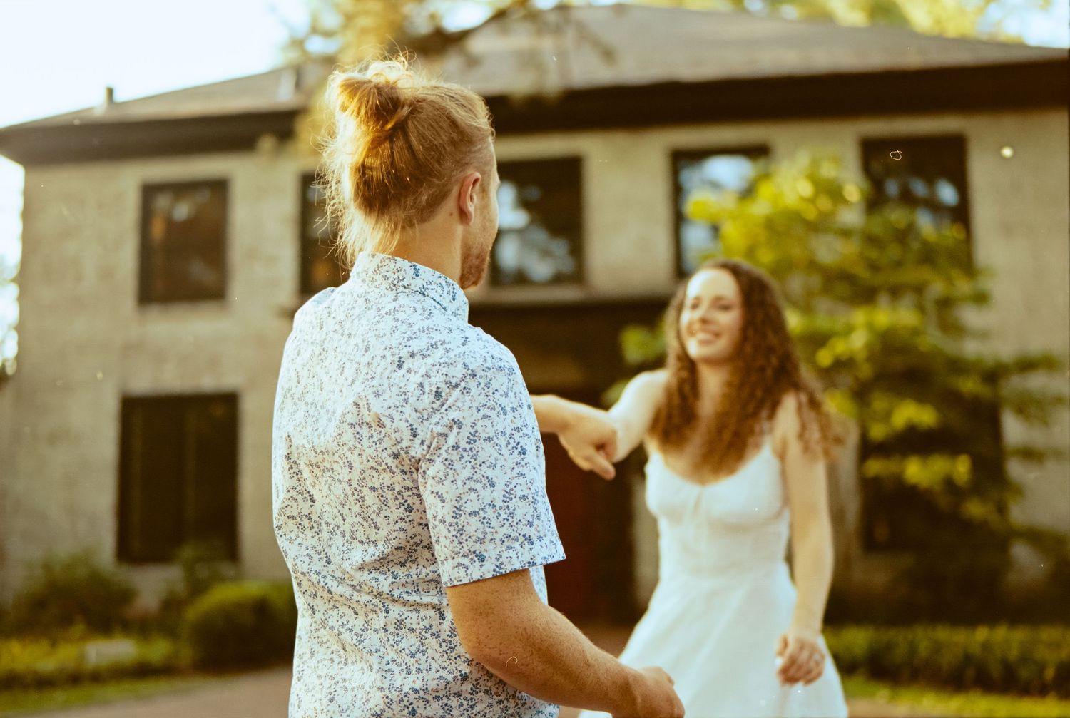 Golden hour engagement photos at Succop Nature Park Butler PA, couple in soft sunset light, outdoor Pittsburgh area engagement photographer.