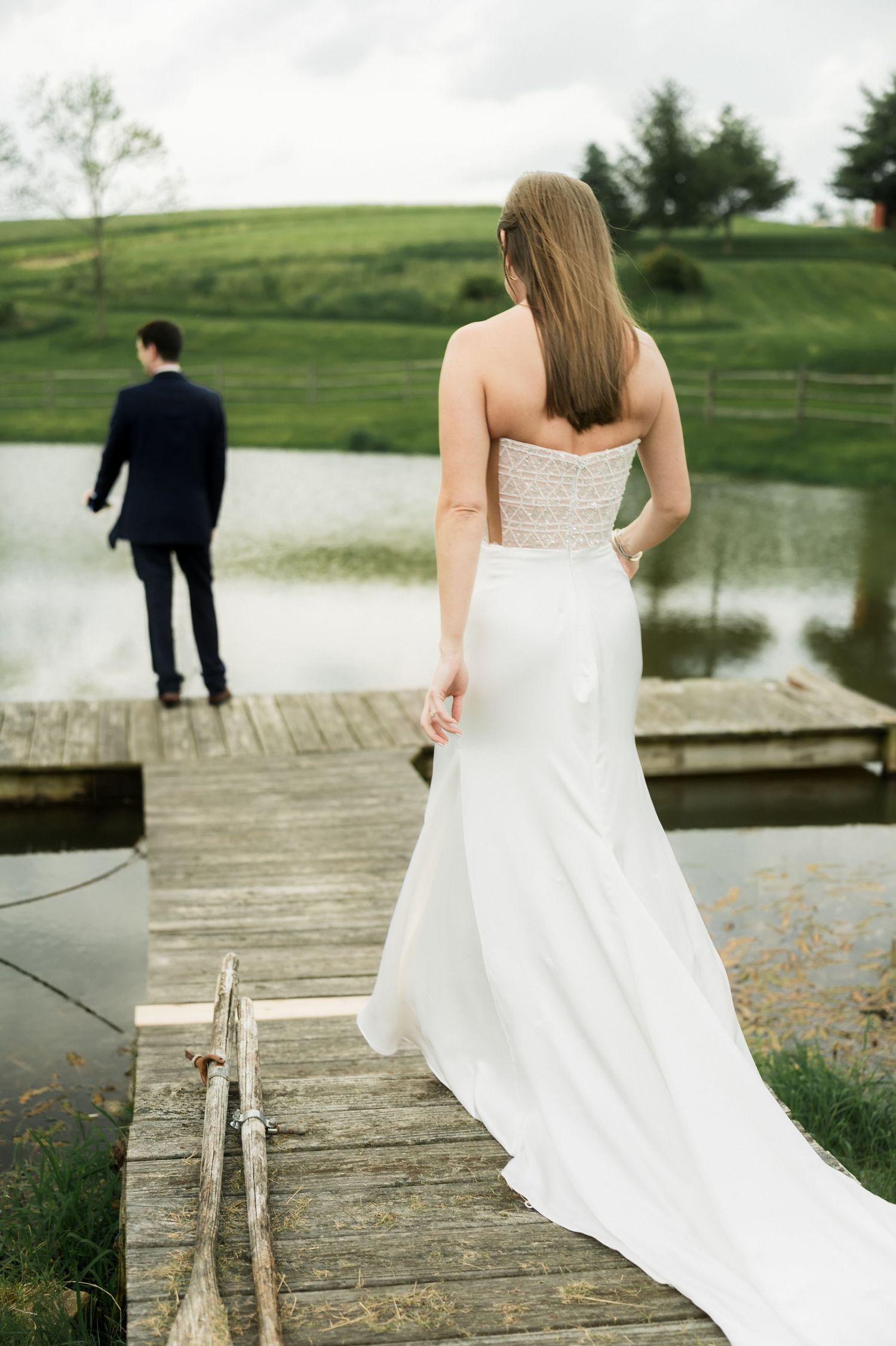 wedding couple first look  at shady elms farm pittsburgh pa photography and video