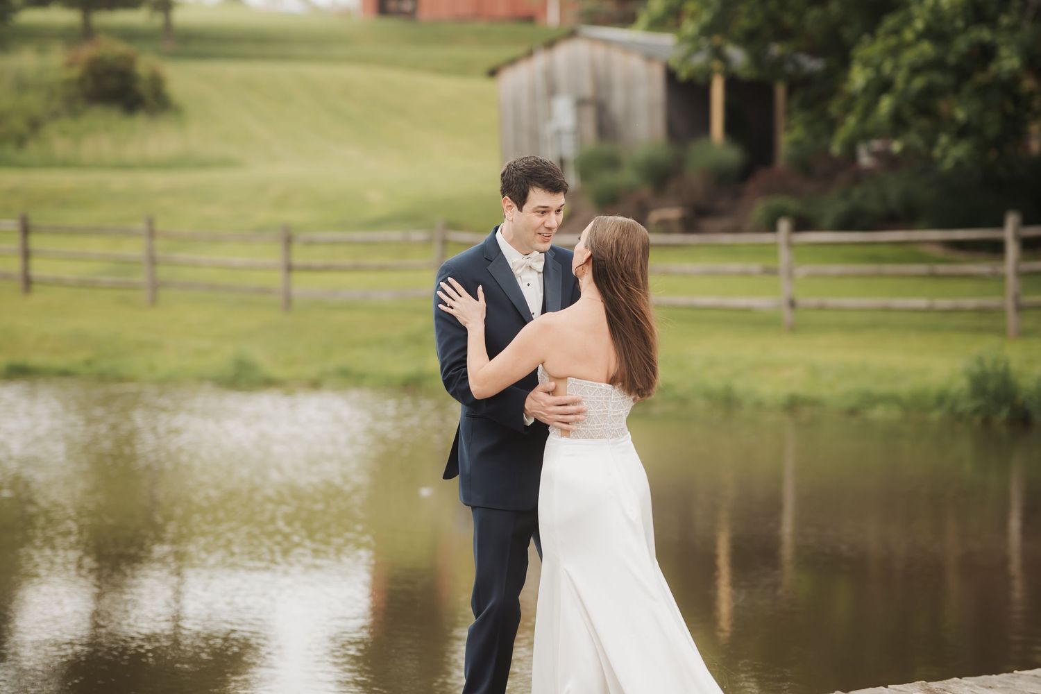 wedding first look  at shady elms farm pittsburgh pa photography and video