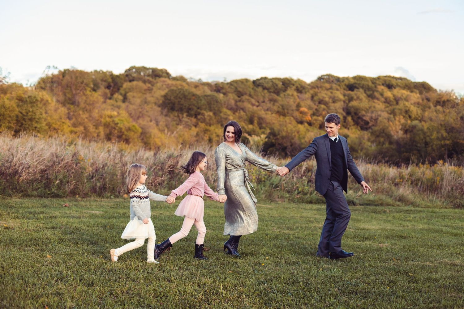 Beautiful outdoor family portrait session in a field with fall trees by Abby Gleason Photography in South Hills, PA