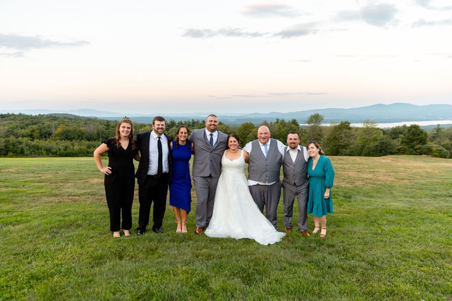 Steele Hill Resort summer wedding ceremony sunset family portraits Sanbornton NH