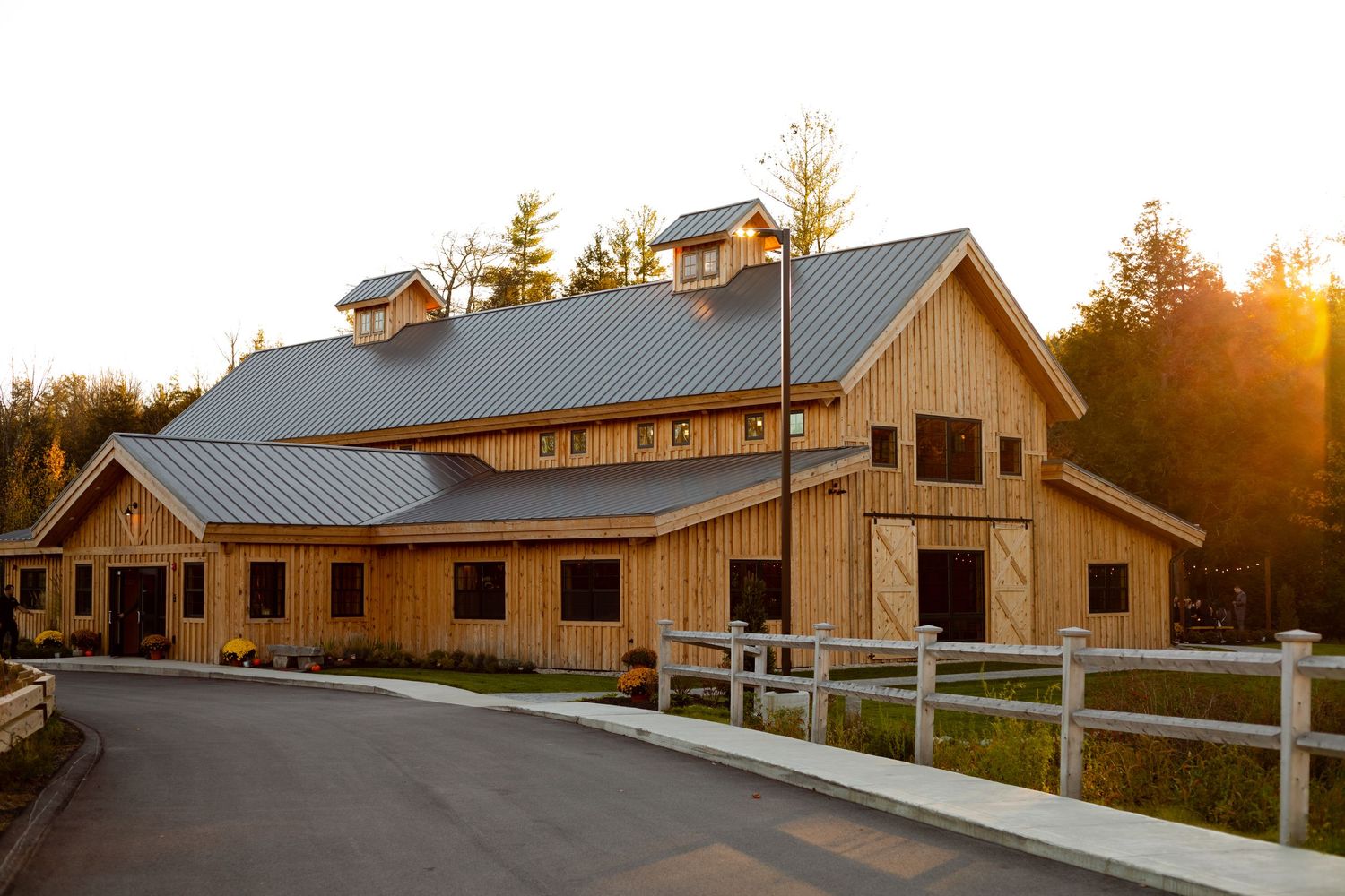 Barn at Bull Meadow Wedding exterior venue sunset fall summer spring Concord NH